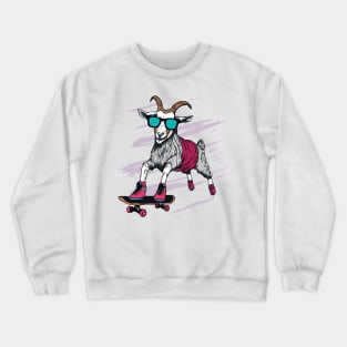 Funny goat skateboarding design Crewneck Sweatshirt